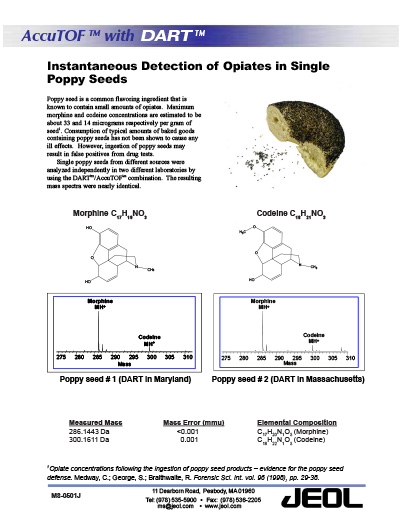 Instantaneous Detection of Opiates in Single Poppy Seeds